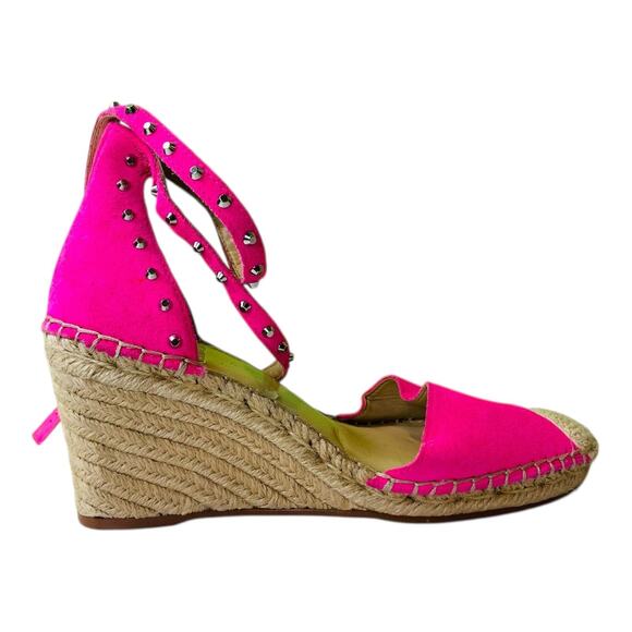 Vince Camuto Vannissa Studded Wedge Heels Espadrille Sandals Pink US 7.5M EU 38 - Picture 1 of 12
